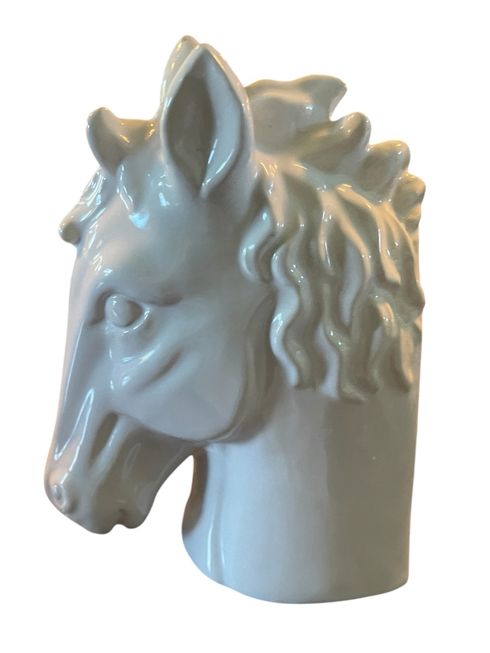 White Ceramic Horse Head Book End  / Figurine